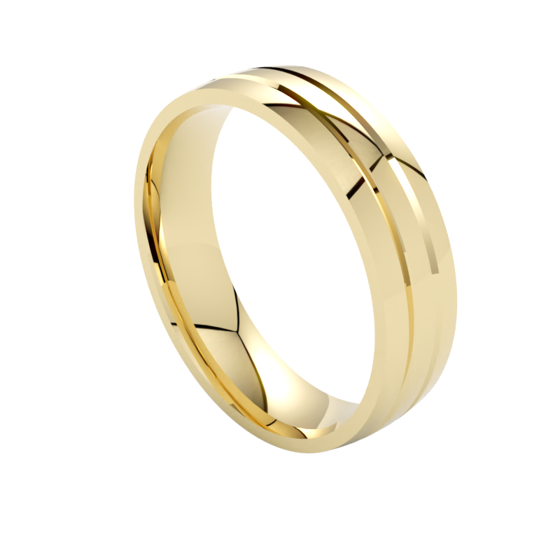 elegancka obrączka ślubna żółte złoto 585 szerokość 6 mm